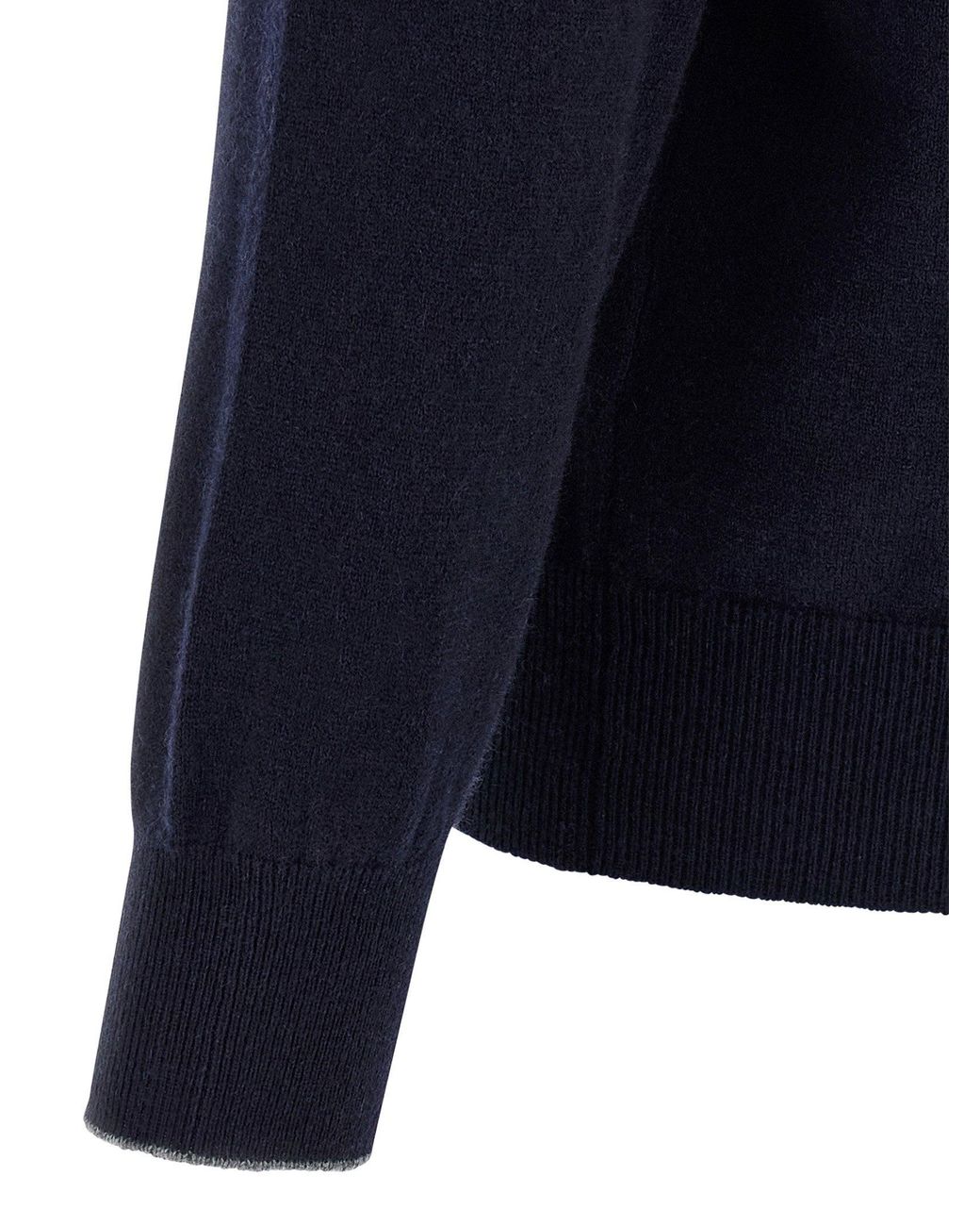 Brunello Cucinelli Blue Cashmere Polo Shirt for men
