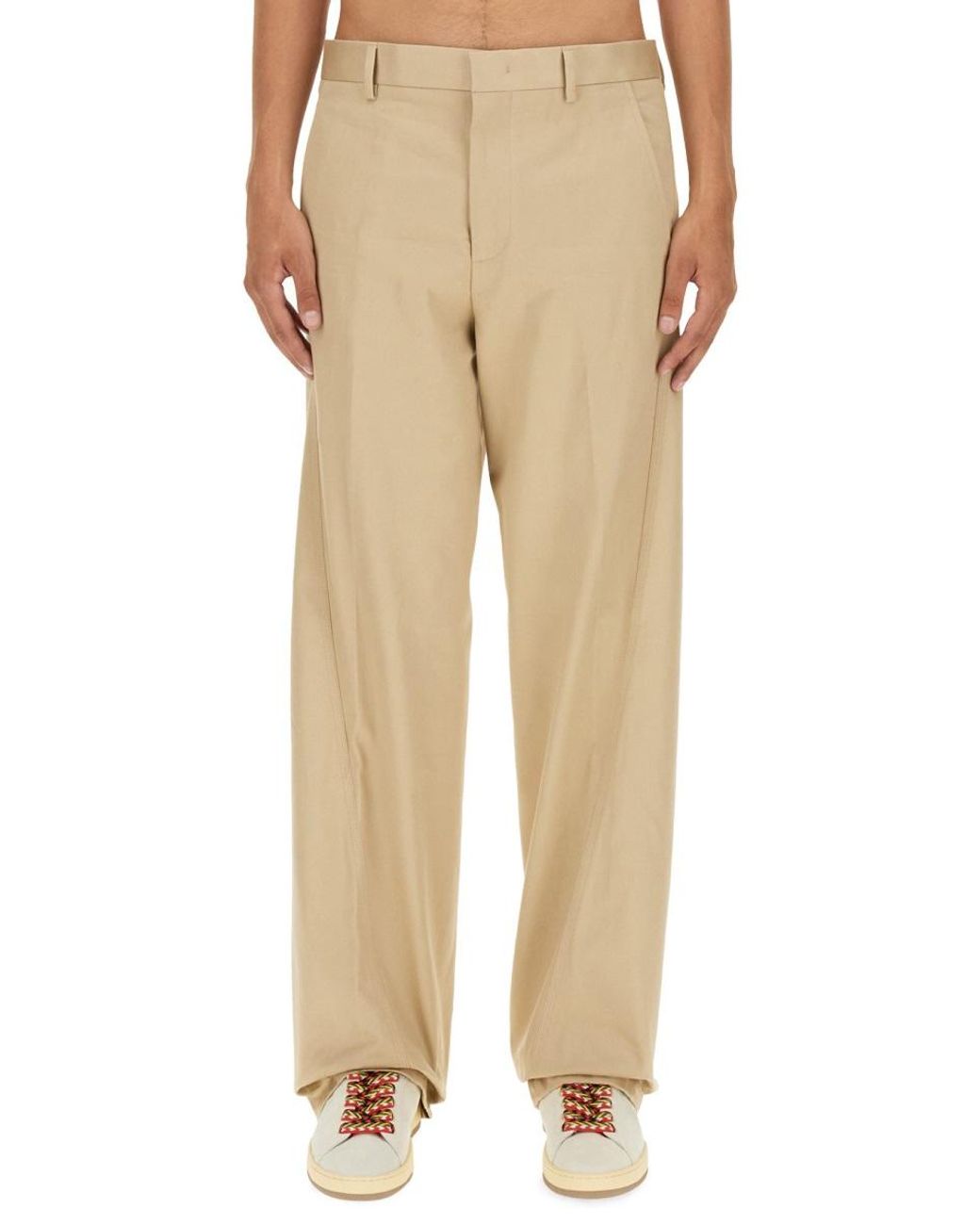 Lanvin Natural Lanvin Twisted Cotton Chino Trousers for men