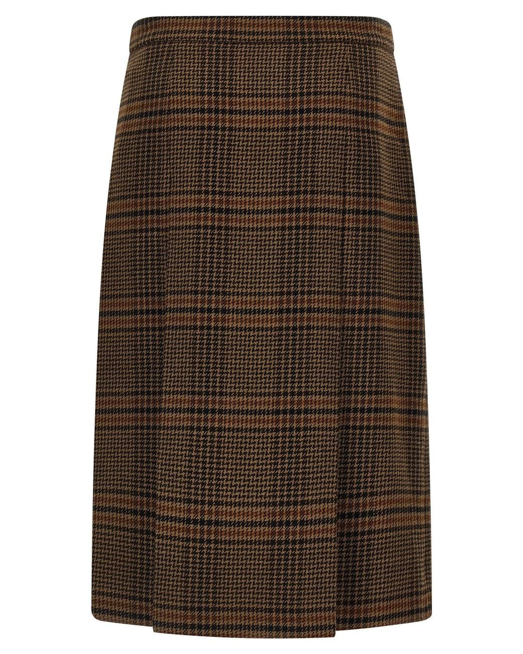 Saint Laurent Brown Prince Of Wales Skirt