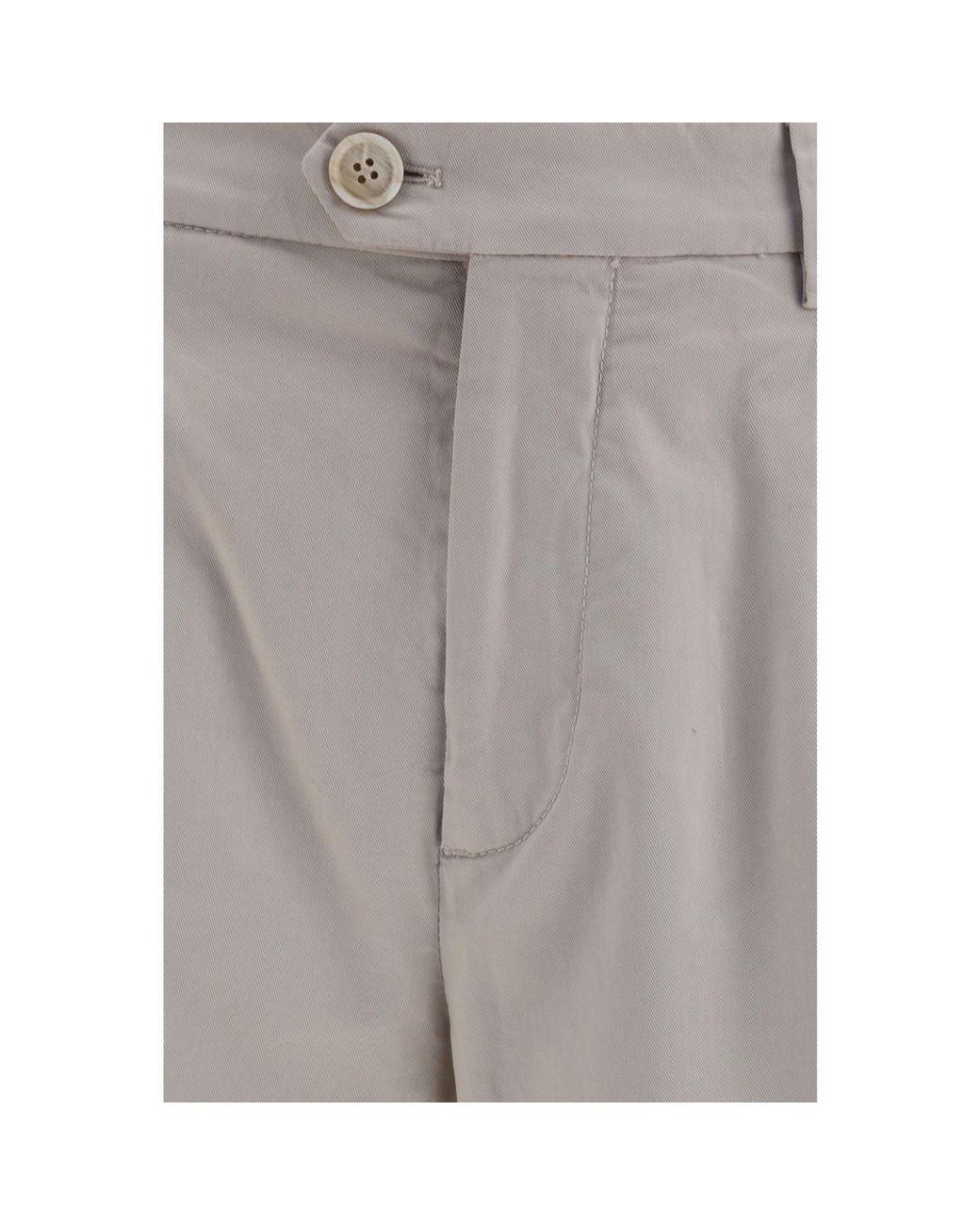 Brunello Cucinelli Gray Beige Cotton Chino Pants for men