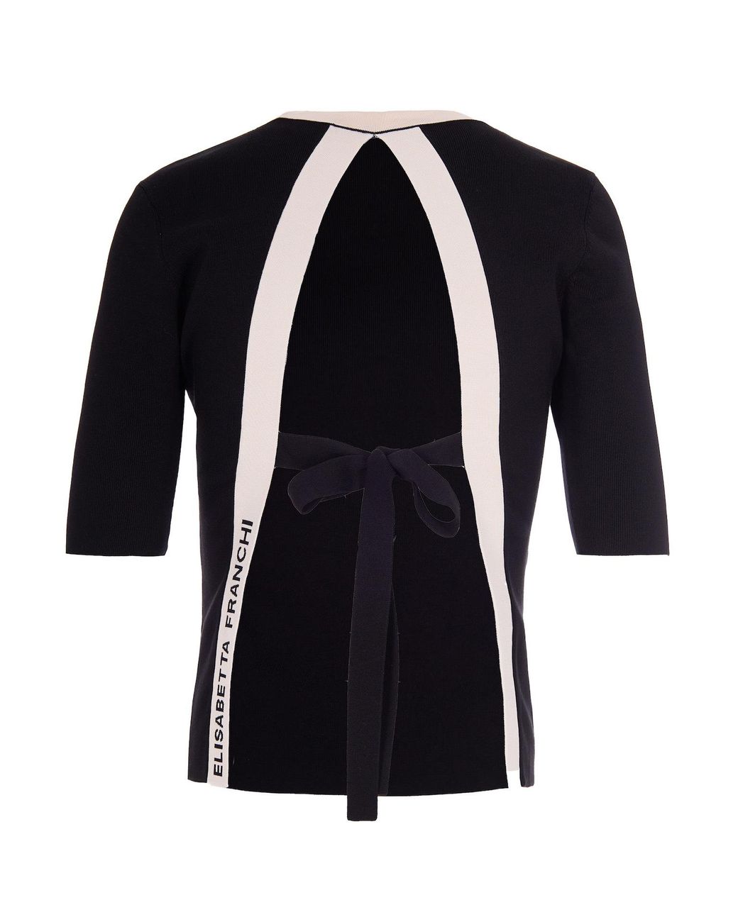 Elisabetta Franchi Black Knit Top With Viscose Bands-Butter Main: Jumpers