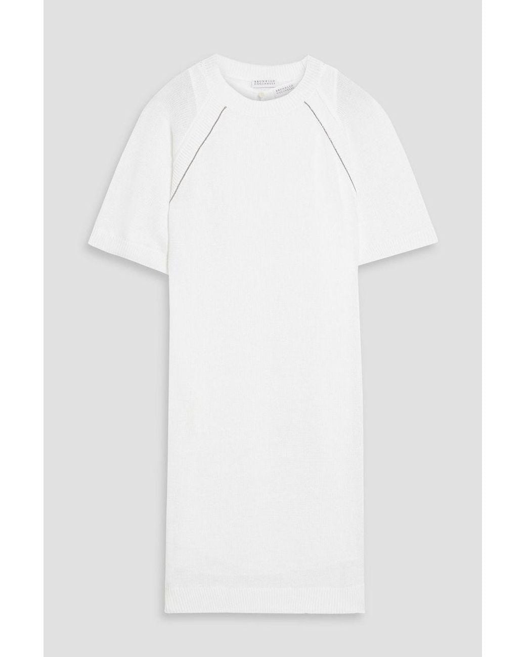 Brunello Cucinelli White Cotton Knit Dress
