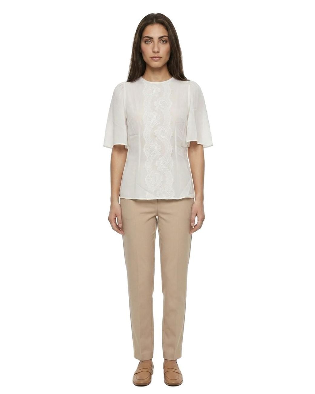 Dolce & Gabbana White Dolce & Gabbana Silk Embroidered Blouse