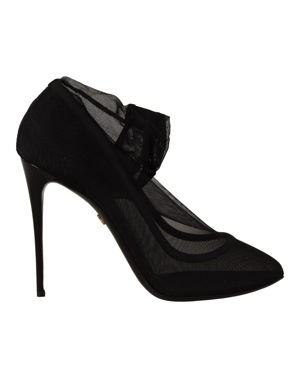 Dolce & Gabbana Black Tulle Stretch Boots Pumps Shoes Elastane