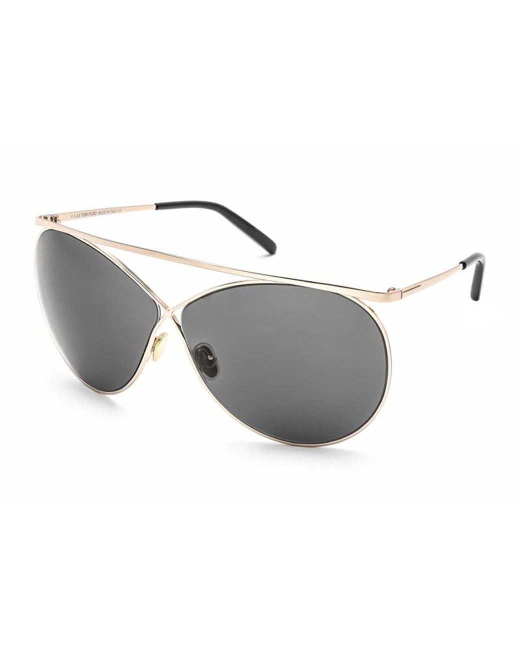 Tom Ford Gray Sunglasses Oval Full Rim, Shiny Rose Frame And Smoke Lens Ft076128A