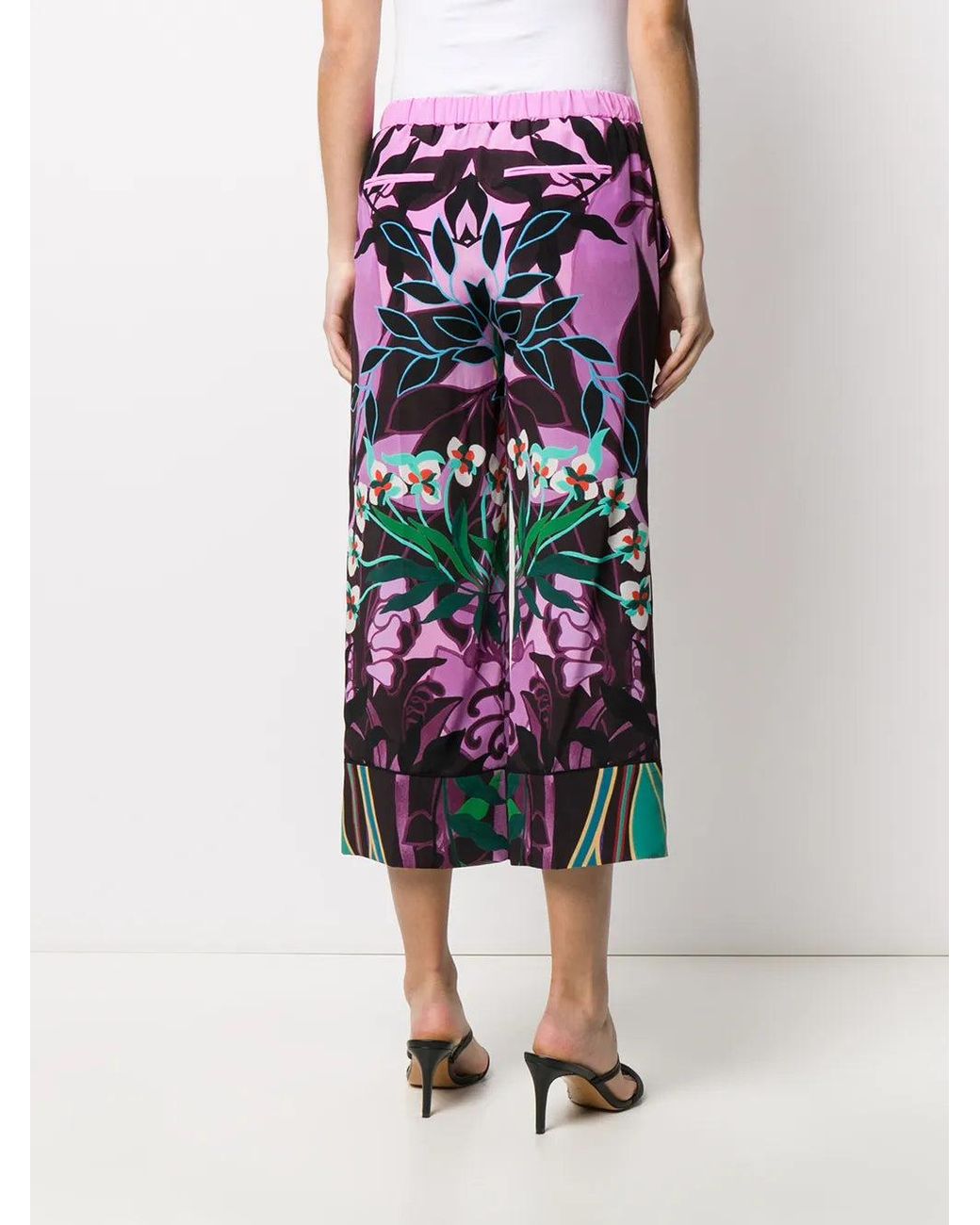 Valentino Pink Mirrored Orchid Print Culottes Clothing