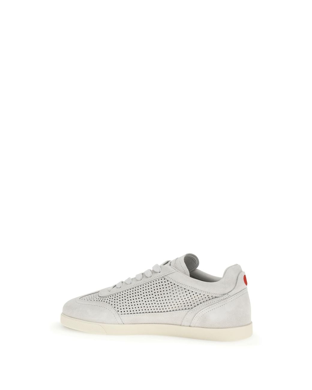 Kiton White Perforated Suede Sneakers for men