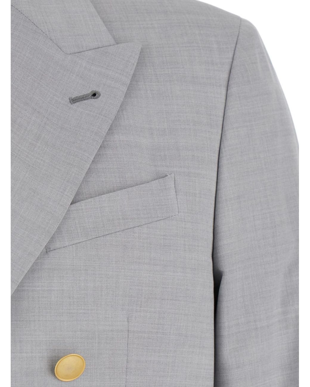 Reveres 1949 Gray Double Breasted Jacket With Peak Lapels for men