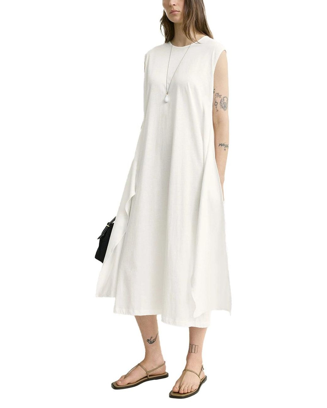 Totême White Tie-Waist Jersey Dress Off