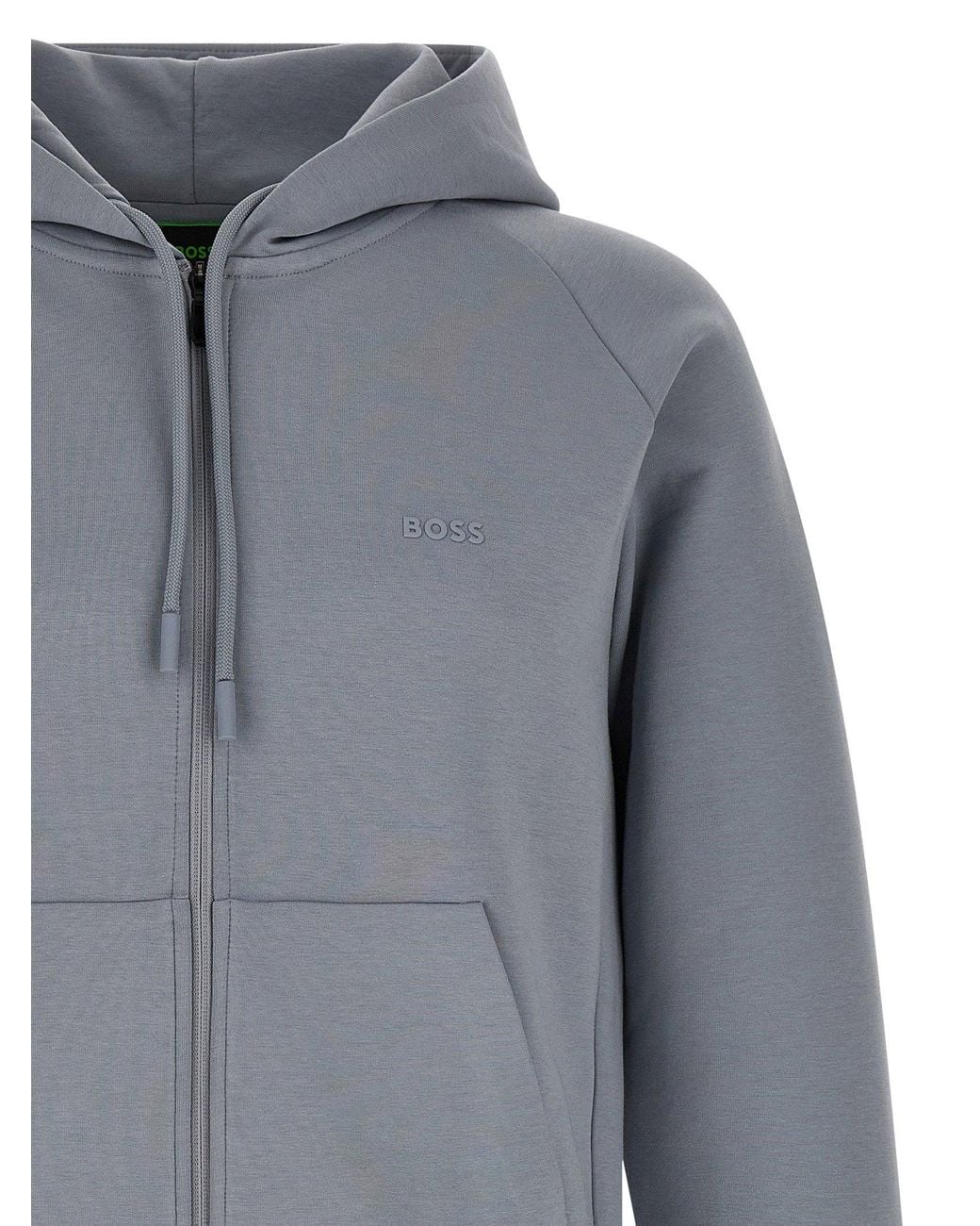 Boss Gray Cotton-Canvas Hoodie for men