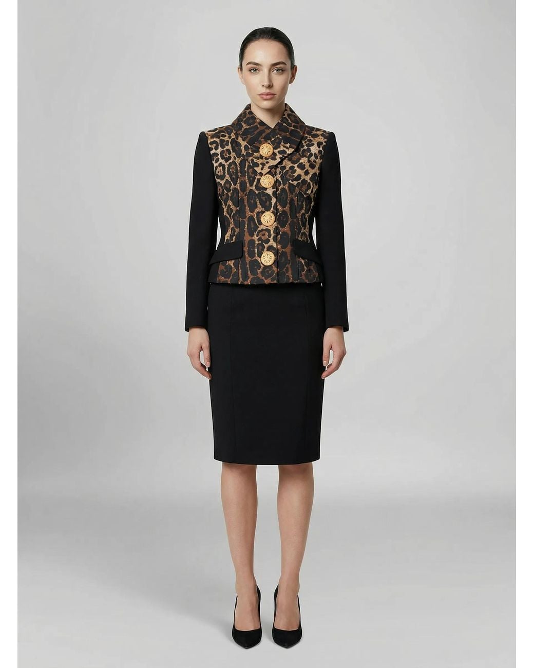 Dolce & Gabbana Black Metallic Fibre Full-Length Jacket Clothing