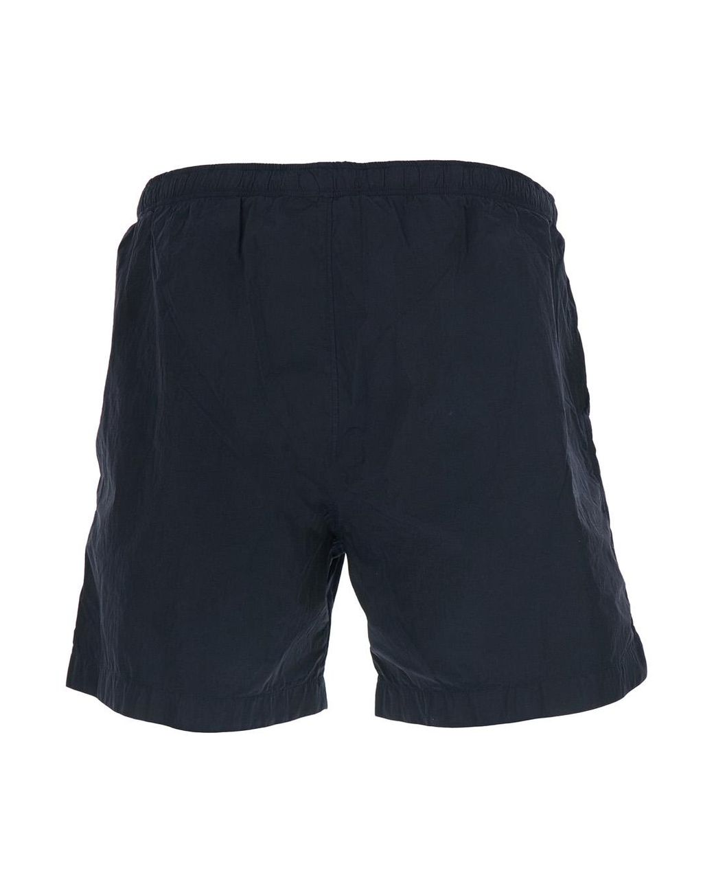 C P Company Blue Swim Shorts With Logo On The Front for men
