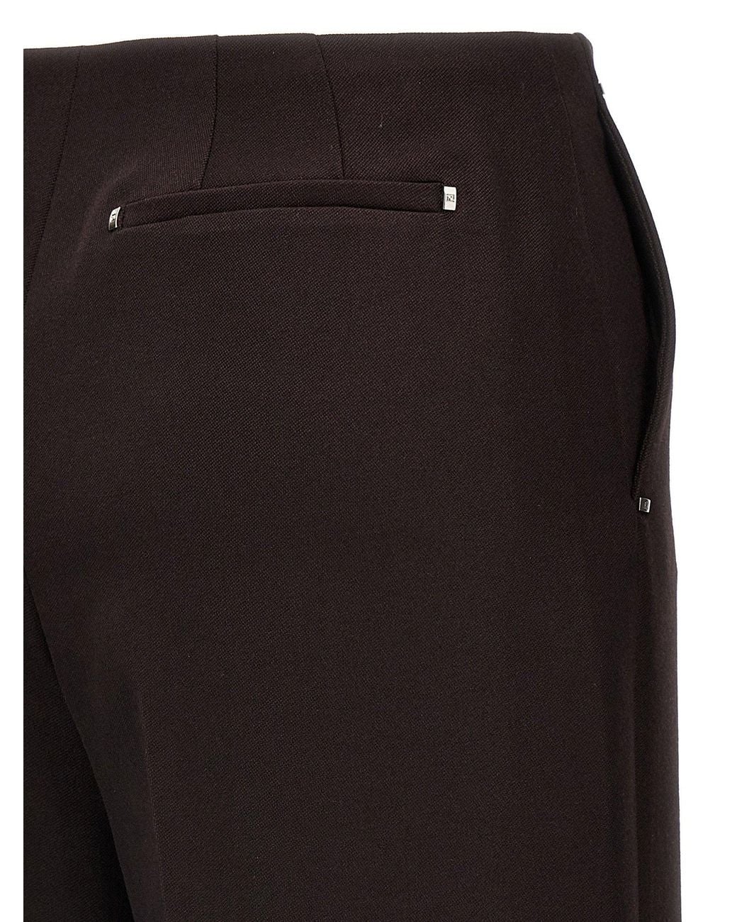 Fendi Black Grain De Poudre Wool Trousers