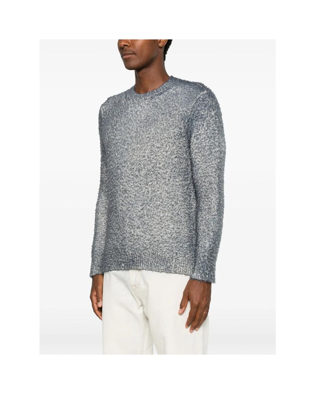 Avant Toi Gray Bouclé-Knit Crew-Neck Knitwear for men