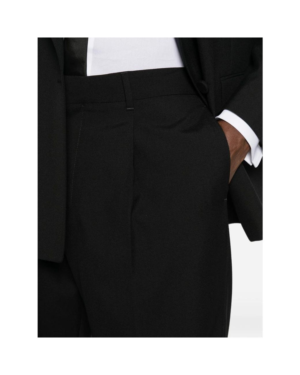 Lardini Black Pleated Wide-Leg Trousers for men