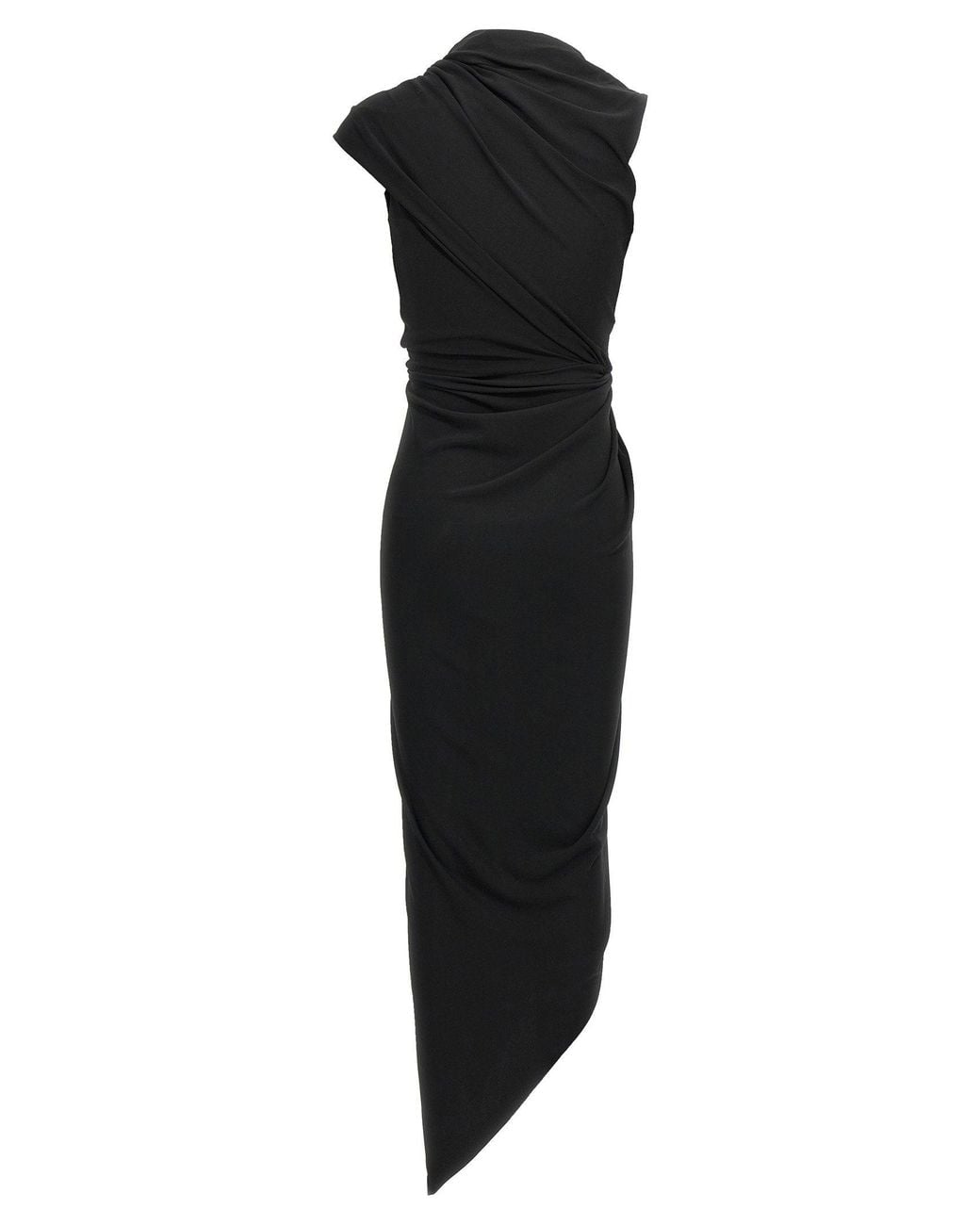 Balenciaga Black Draped Jersey Dress