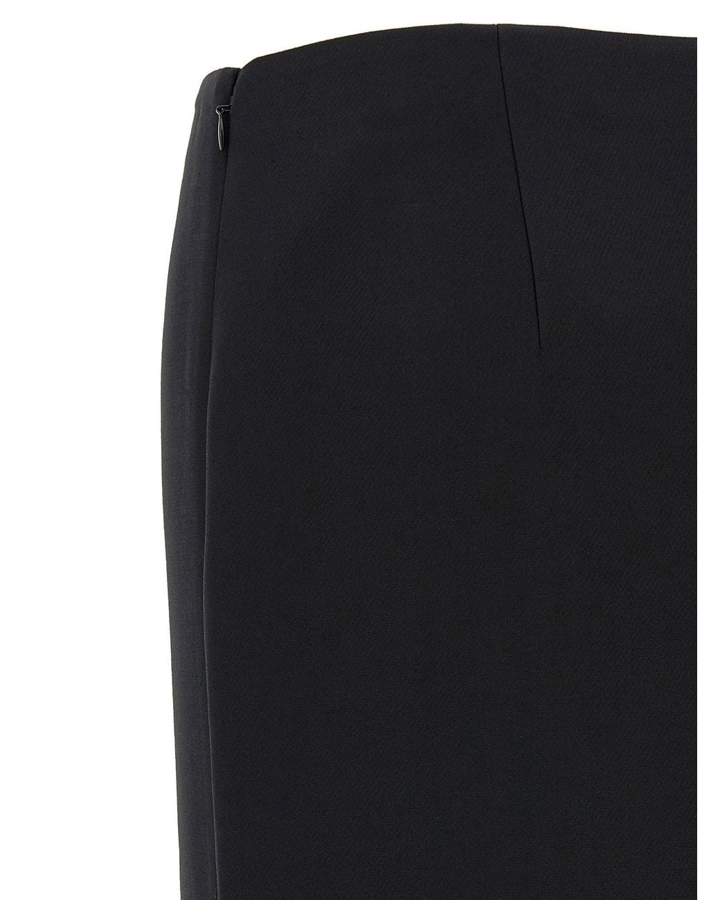 Fendi Black Wool-Silk Blend Pencil Skirt