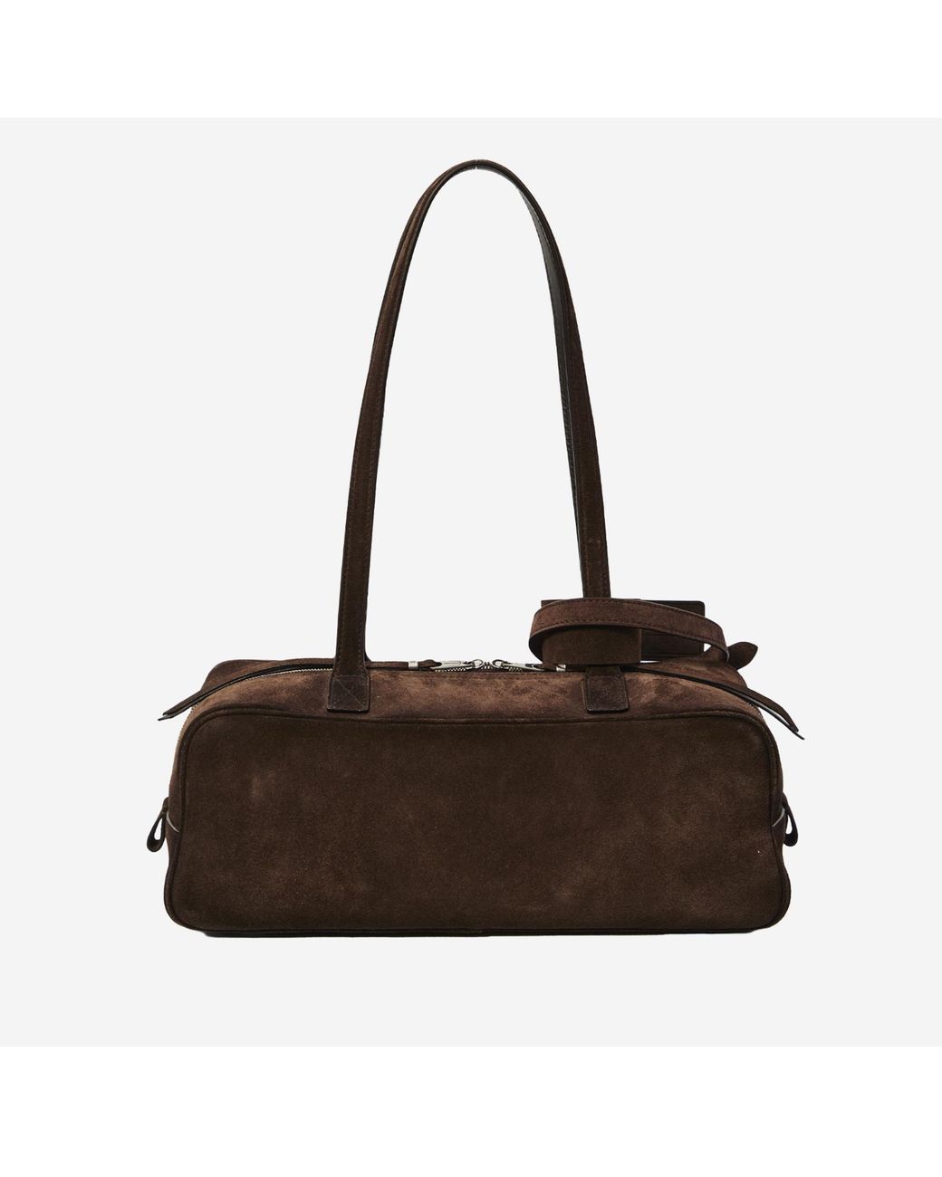 Balenciaga Brown Small Bowling Bag Suede Leather Shoulder