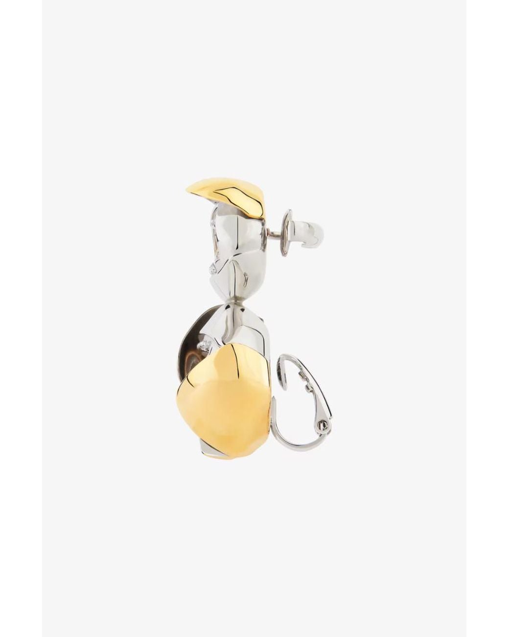 Givenchy White Single Flower Clip Earring Golden Silvery Earring_Golden-Silvery, Rings