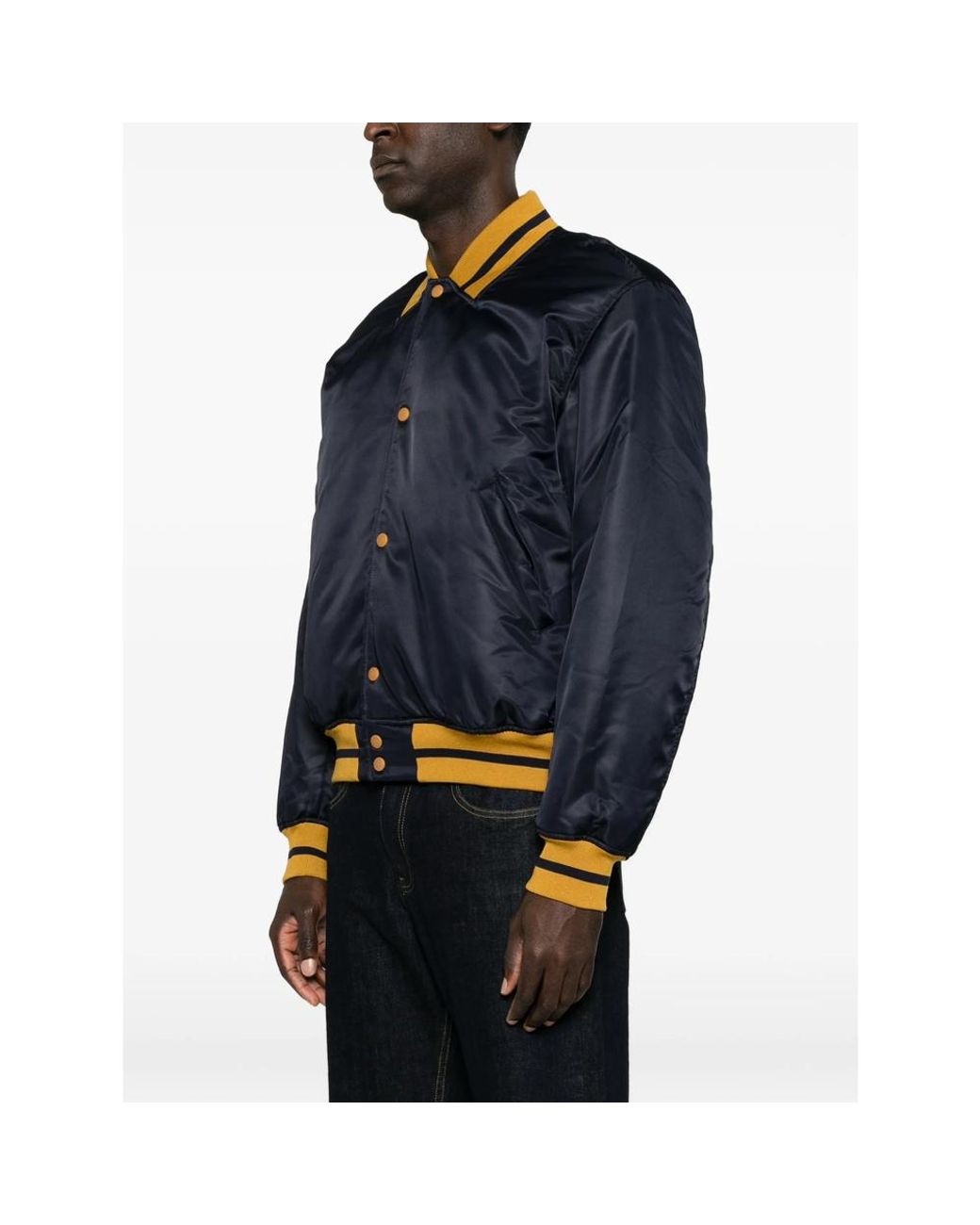 Rhude Blue Logo-Patch Striped-Trim Jacket for men