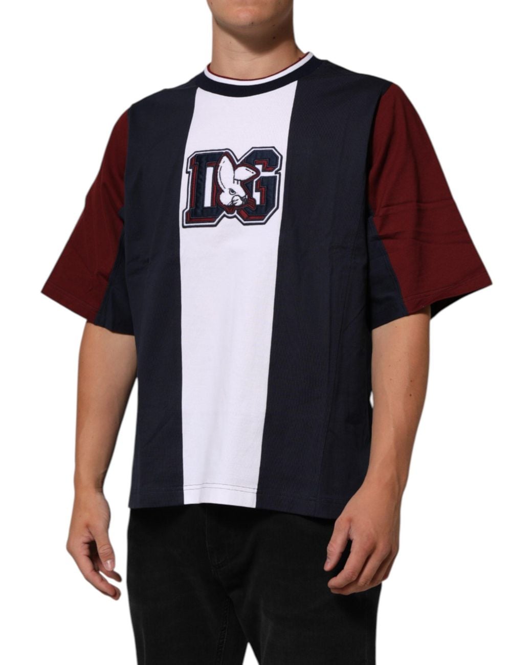 Dolce & Gabbana Black Color Block Logo Tshirt for men