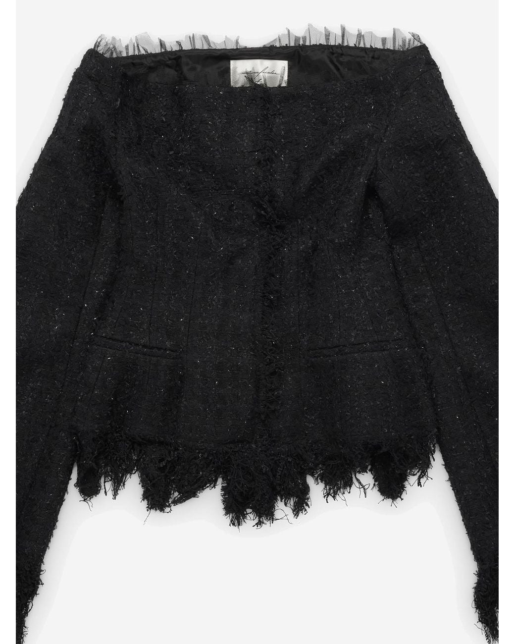 MATIERES FECALES Black Dress Cotton Blend With Fringed Edges Polyamide