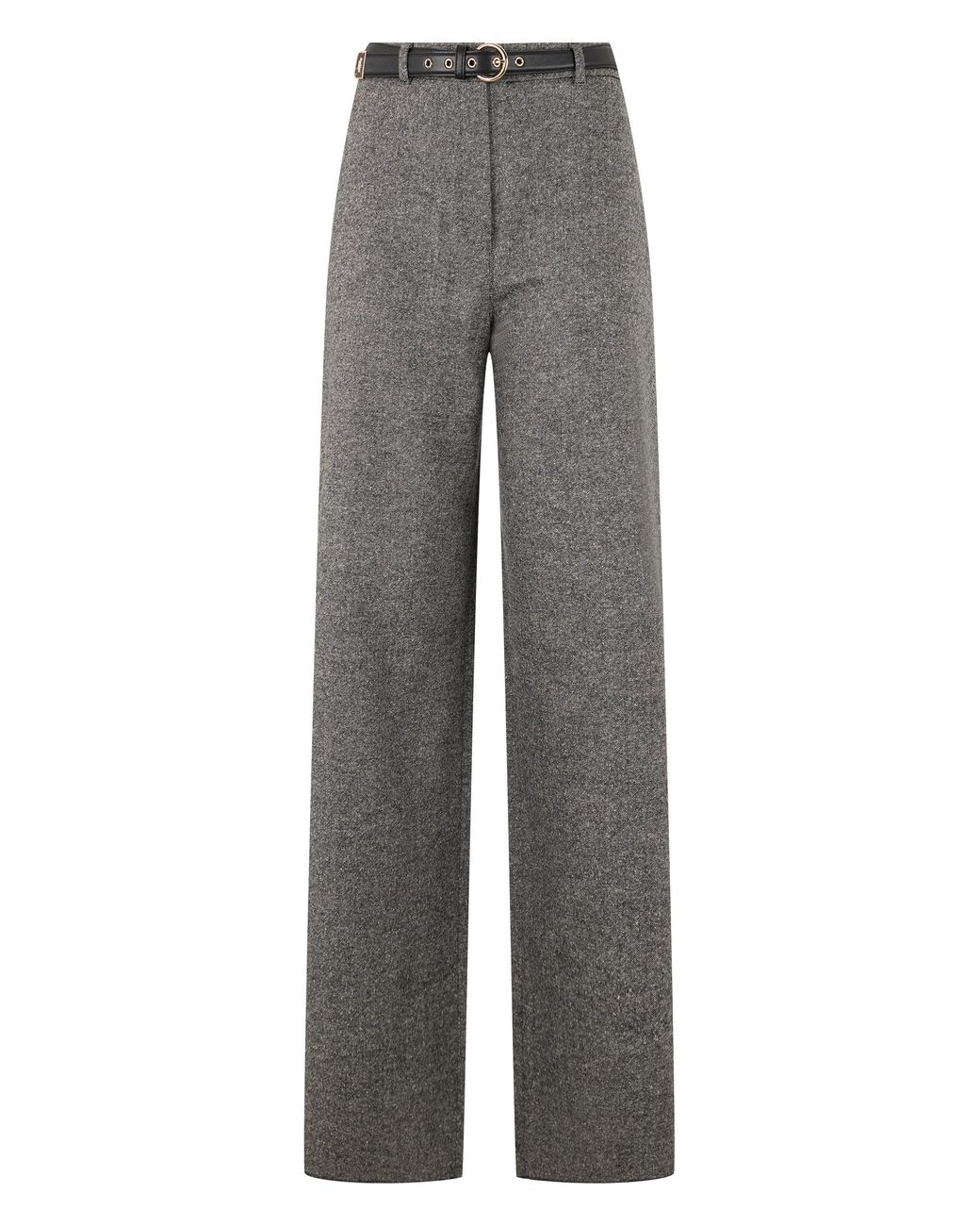 Max Mara Gray Wide-Leg Trousers- Virgin Wool