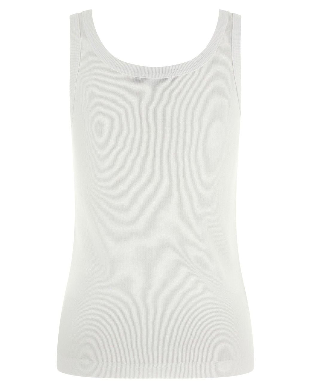 Dolce & Gabbana White Dolce & Gabbana Ribbed Cotton Logo-Patch Tank Top