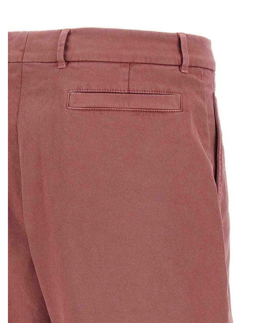 Brunello Cucinelli Raspberry Tailored Cotton Shorts for men