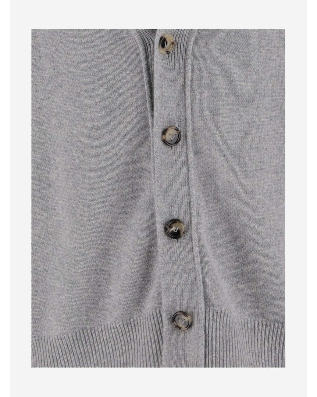 Bottega Veneta Gray Cashmere Blend Cardigan With V-Neck for men