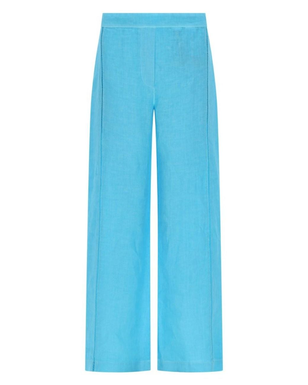 120% Lino Blue 120% Lino Wide-Leg Linen Trousers