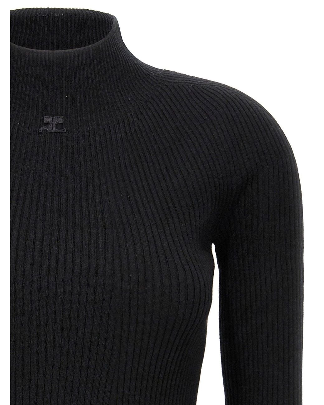 Courreges Black Solar Light Ribbed Knit Sweater