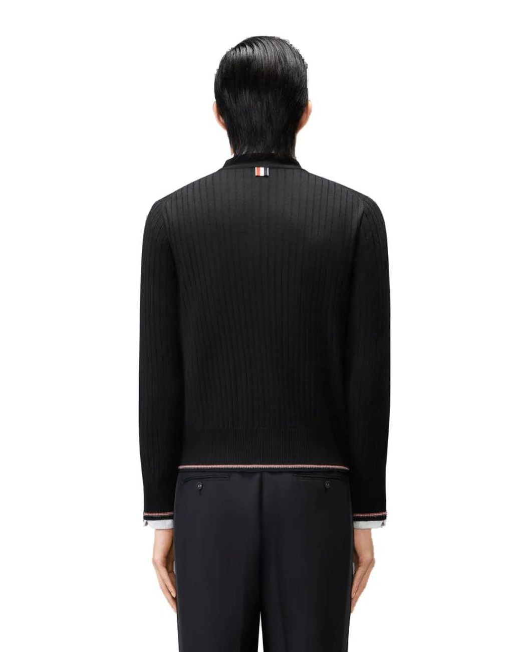 Thom Browne Black Thom Browne Ribbed Merino Wool Cardigan for men