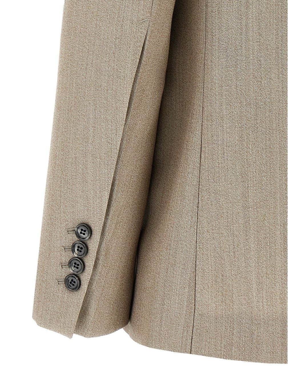 AMI Natural Double-Breasted Wool Blazer