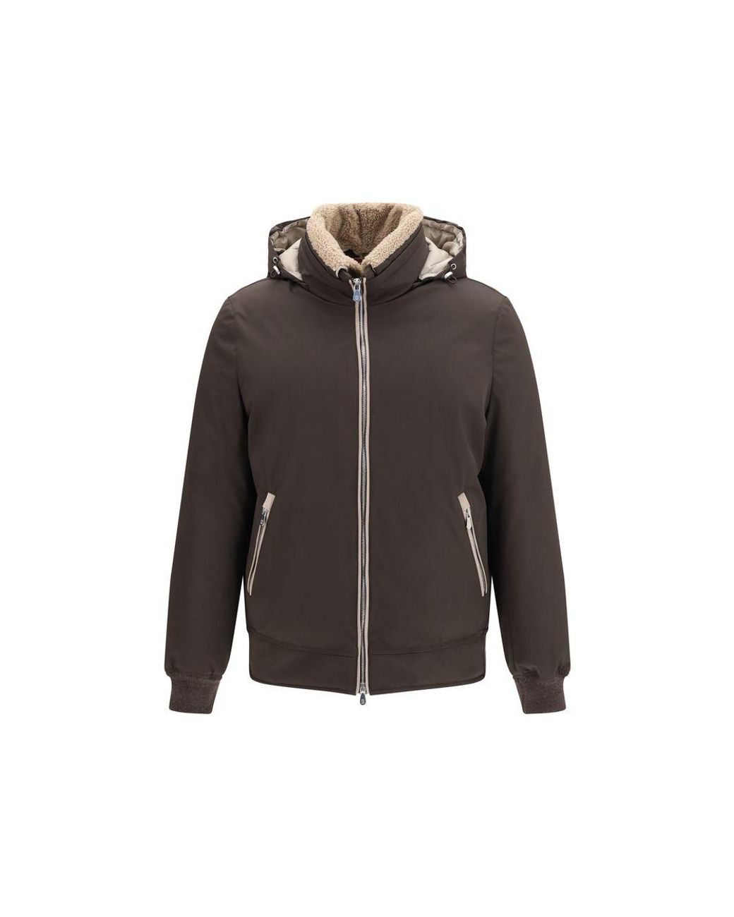 Brunello Cucinelli Gray Brown Polyamide Bomber for men