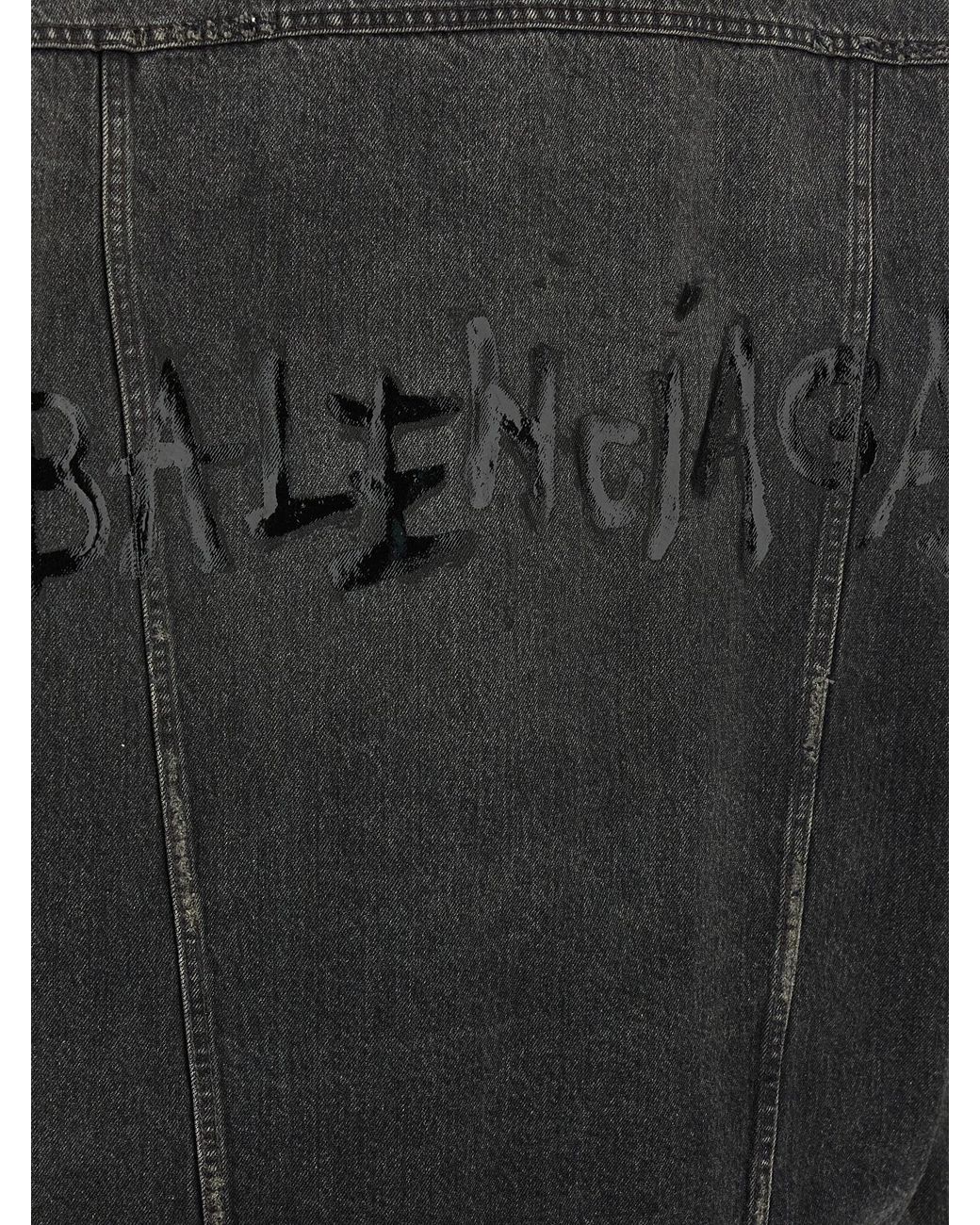 Balenciaga Black Used-Effect Denim Jacket