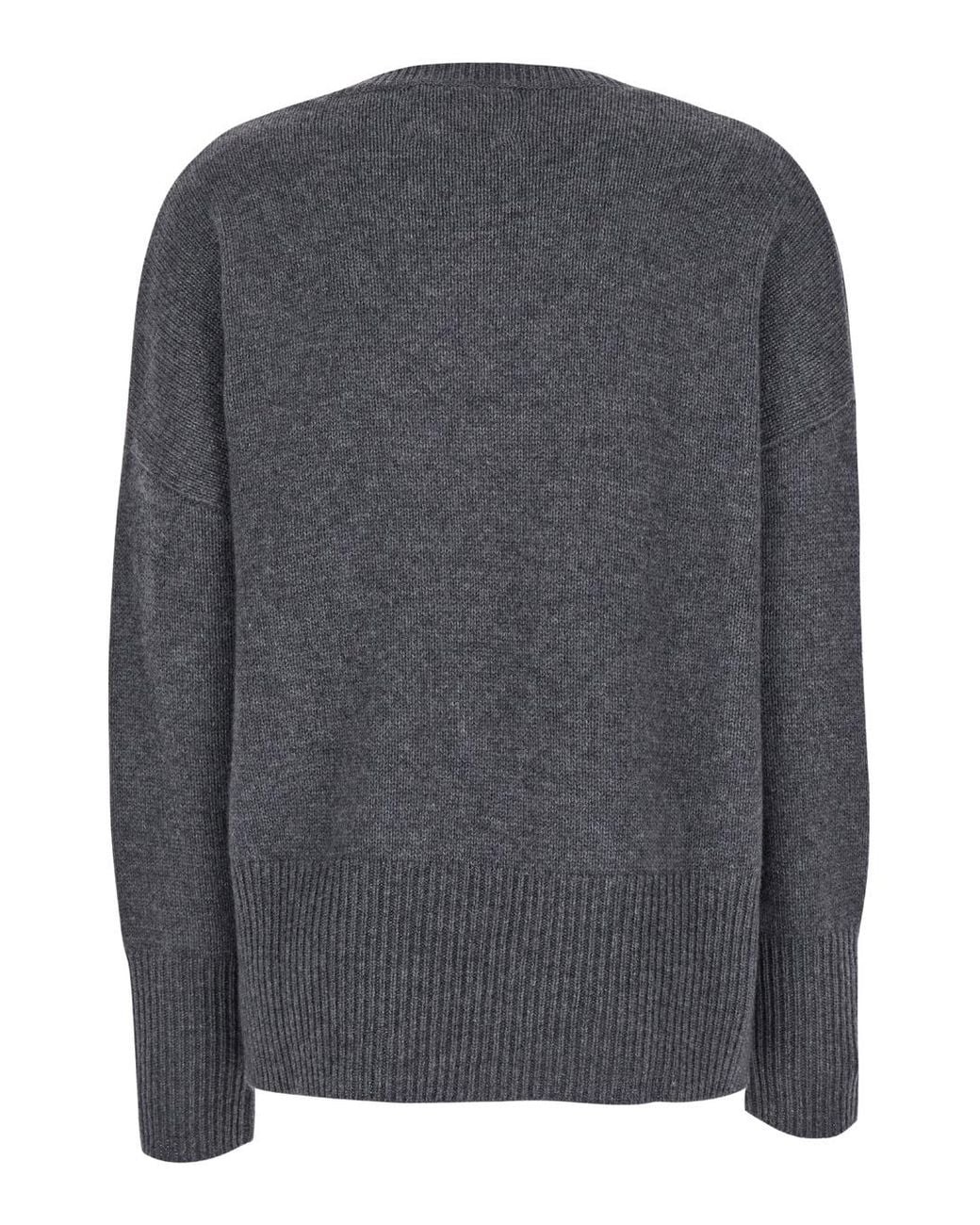 Lisa Yang Gray Sweater U-Neck Cashmere Knitted Tops
