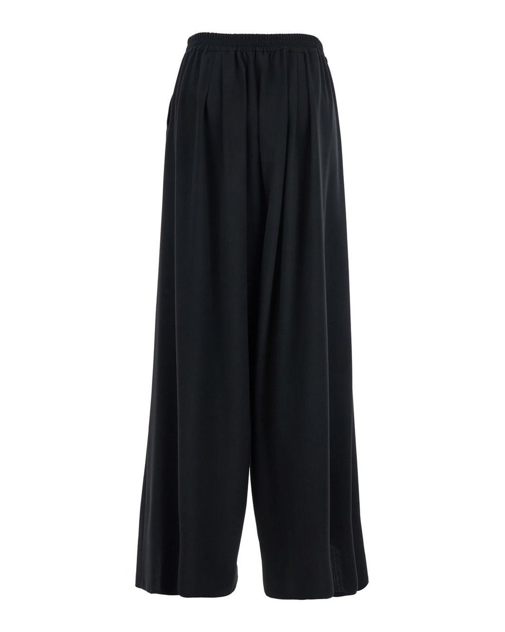 Le Plain Black Pants With Semi-Elastic Waist And Oversize Design