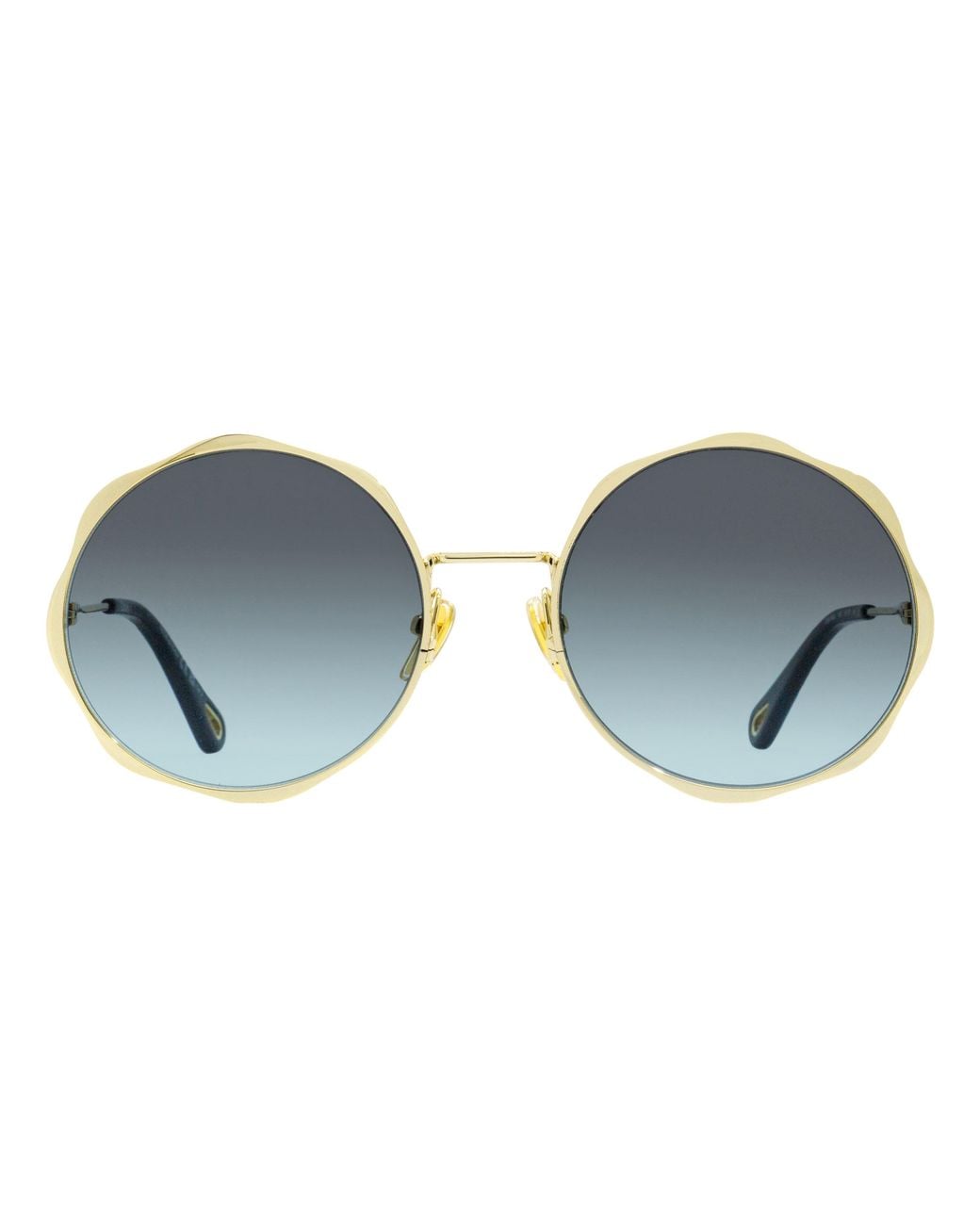 Chloé Black Chloe Scallop Rim Sunglasses Ch0184S 005- 59Mm Metal/Plastic (Acetate)