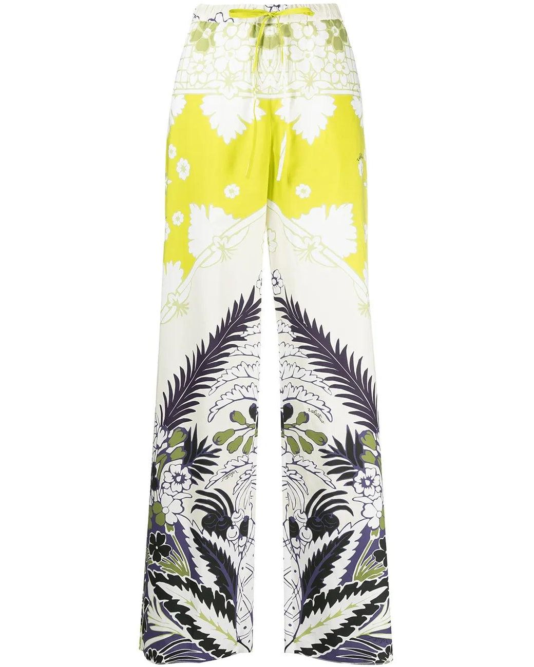 Valentino Yellow Floral-Print Trousers