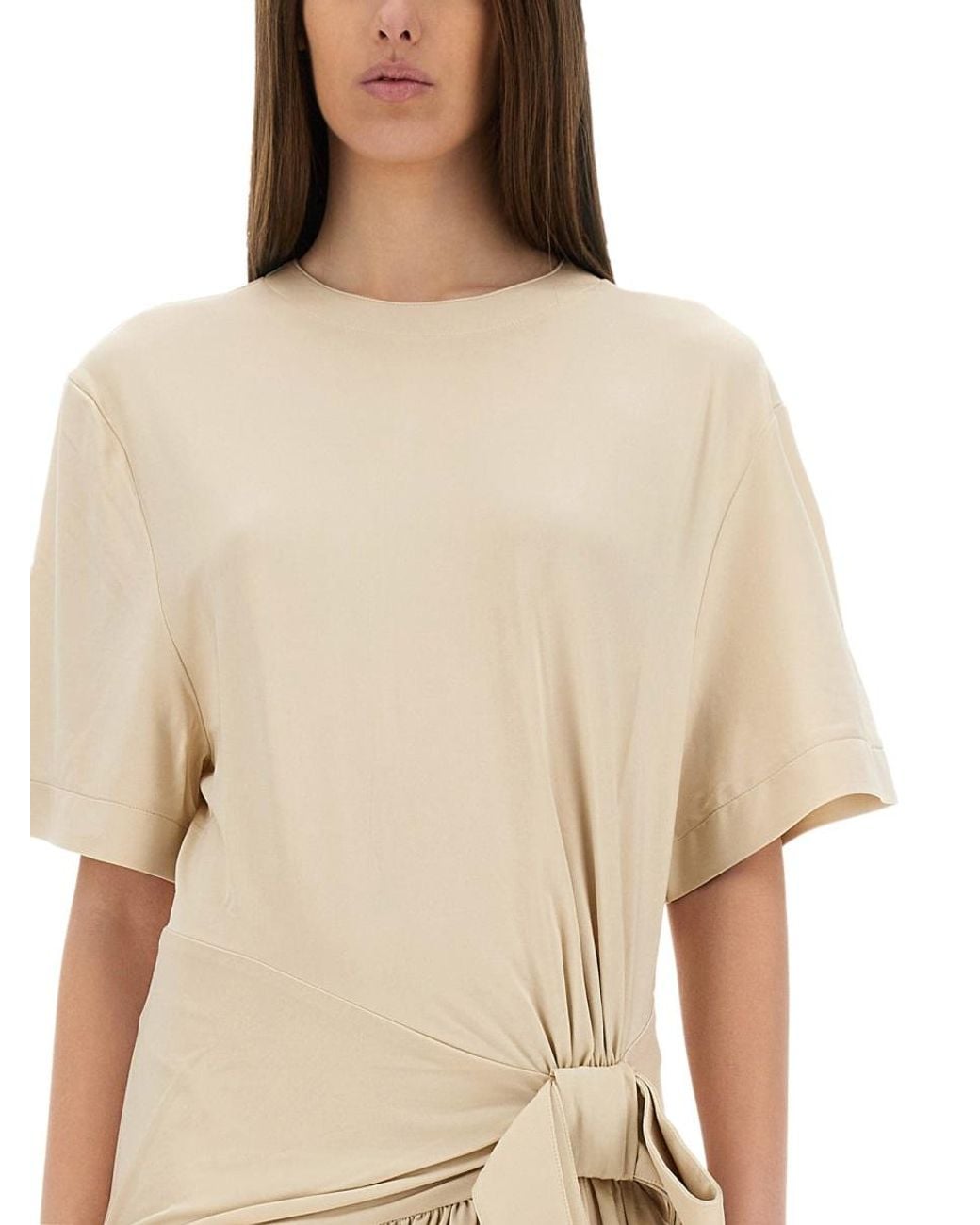 Rabanne Natural Mini Dress With Bow Viscose
