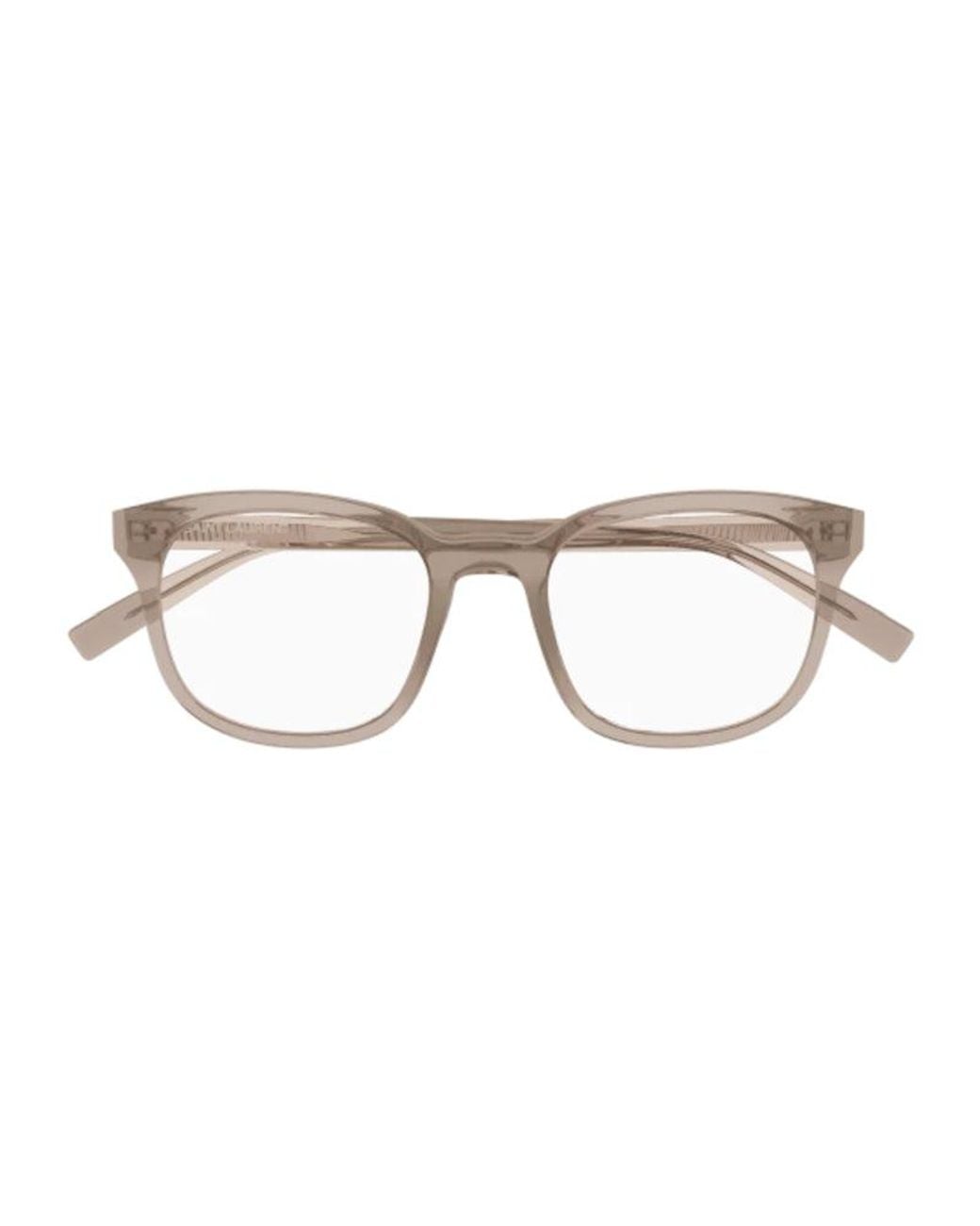 Saint Laurent Metallic Eyeglasses Square Full Rim, Shiny Frame And Clear Demo Lenses Lens Sl459004 Sunglasses for men