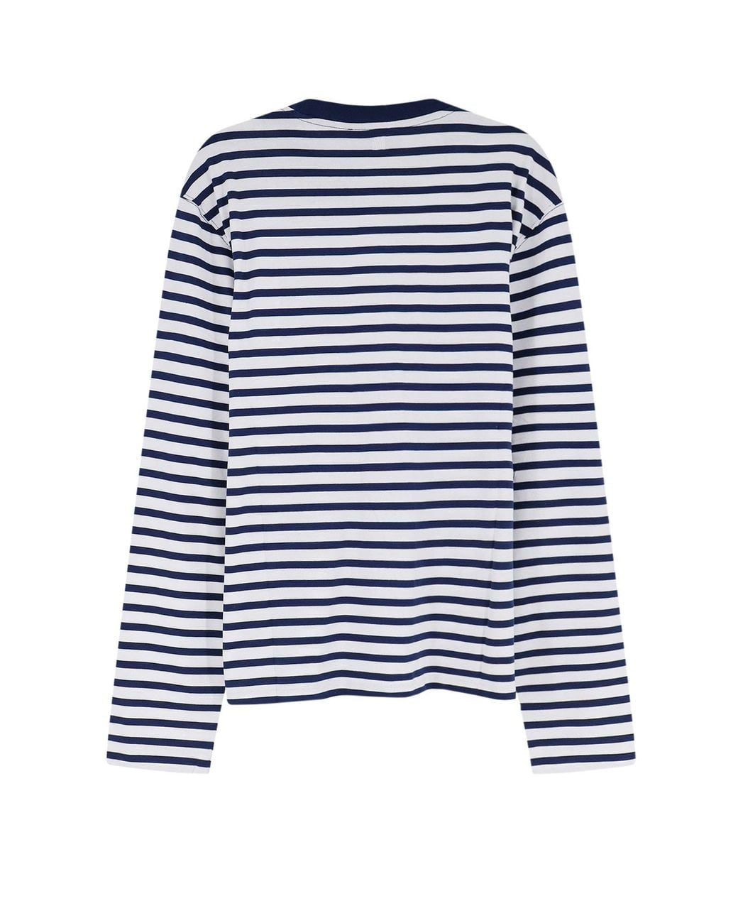 AMI Blue Cotton T-Shirt With Striped Pattern for men