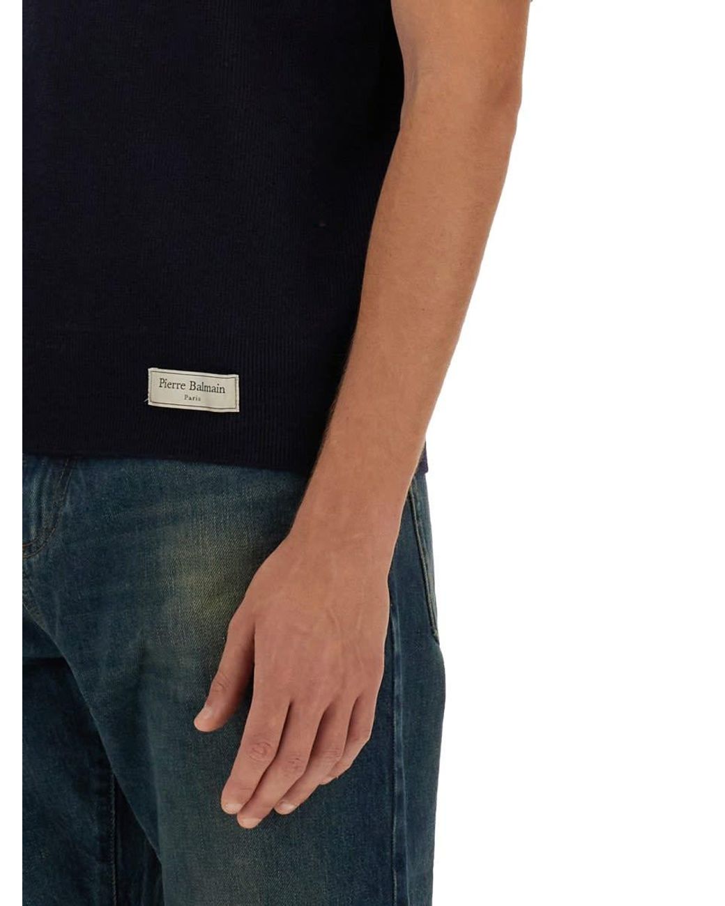 Balmain Black Classic Merino Wool Polo Shirt for men