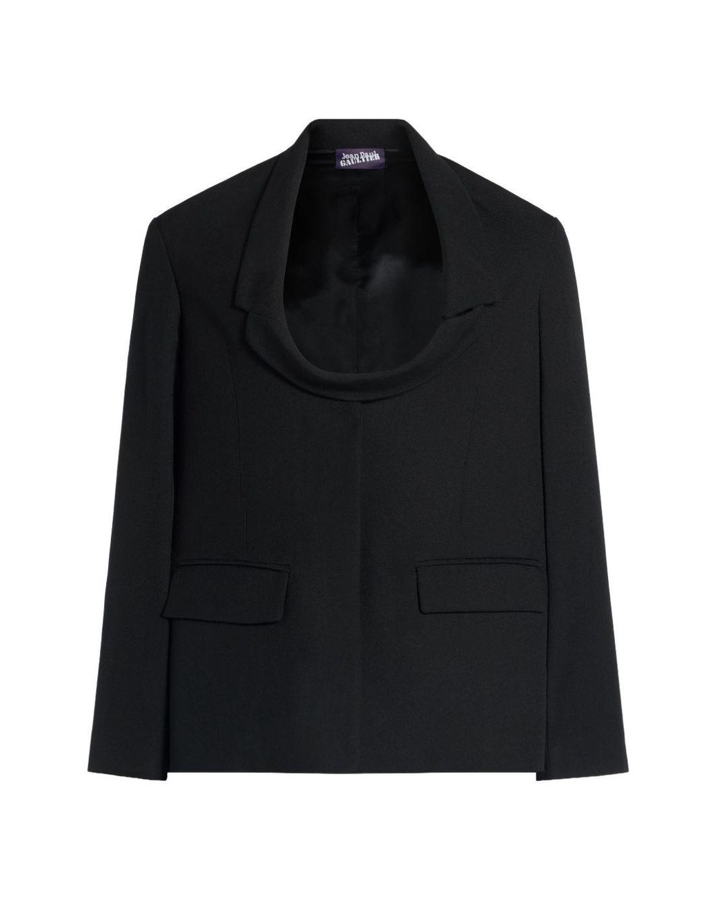 Jean Paul Gaultier Black Wool Boxy-Fit Blazer With A Structured Notched Collar