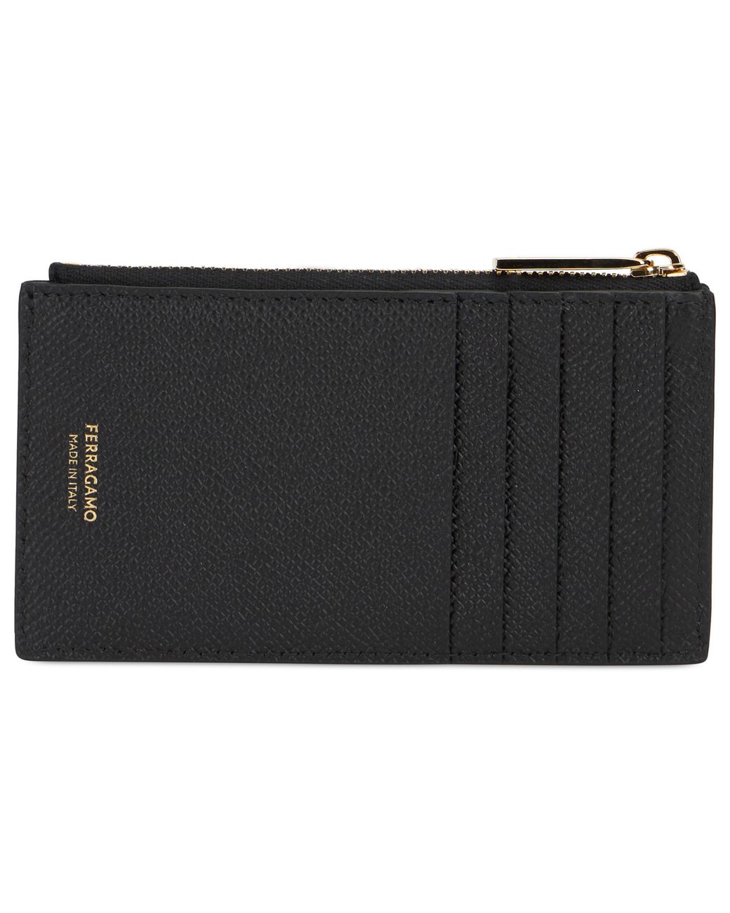 Ferragamo Black Card Holder Gancini Calfskin Wallets & Cardholders for men