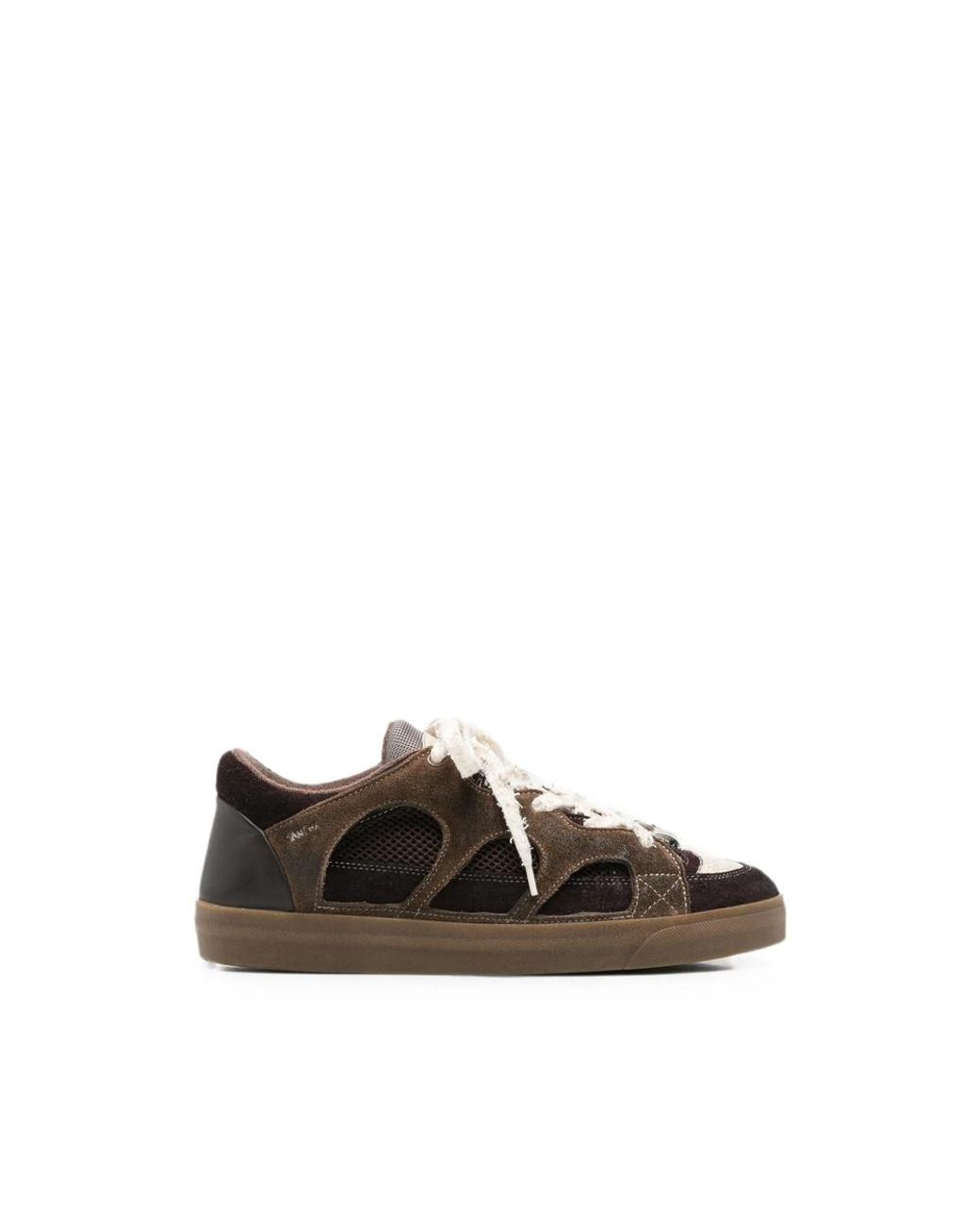Santha Brown Love Park Cut-Out Panelled Sneakers for men