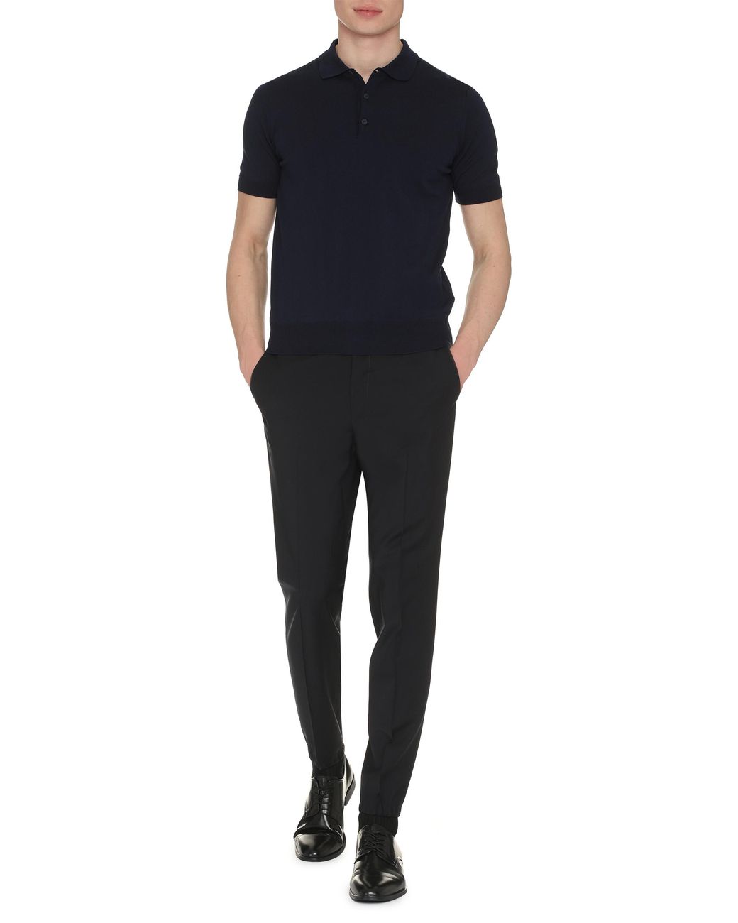 K-Way Blue Pleyne Knitted Cotton Polo Shirt for men