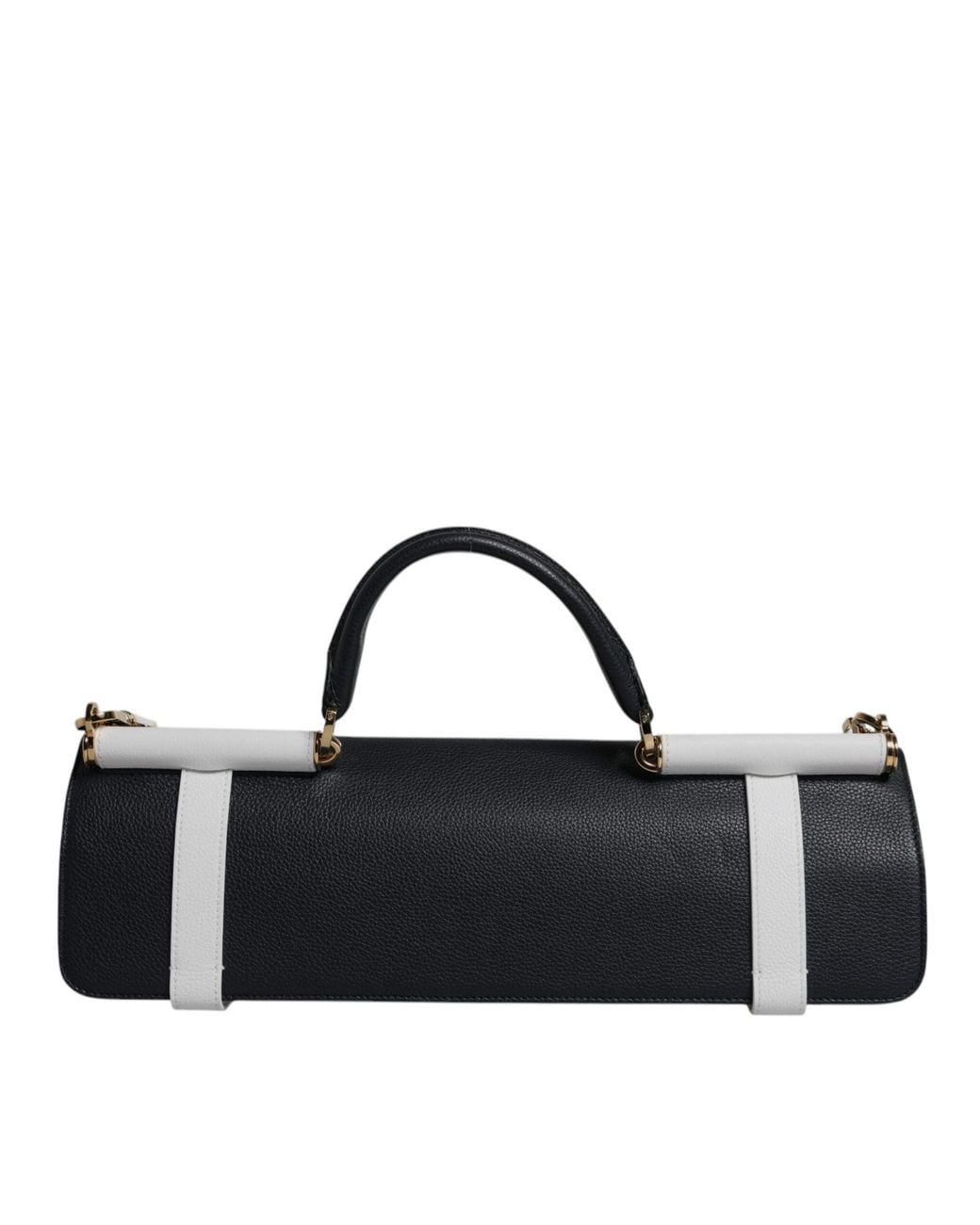 Dolce & Gabbana White Dolce & Gabbana Two-Tone Calfskin Leather Shoulder Bag