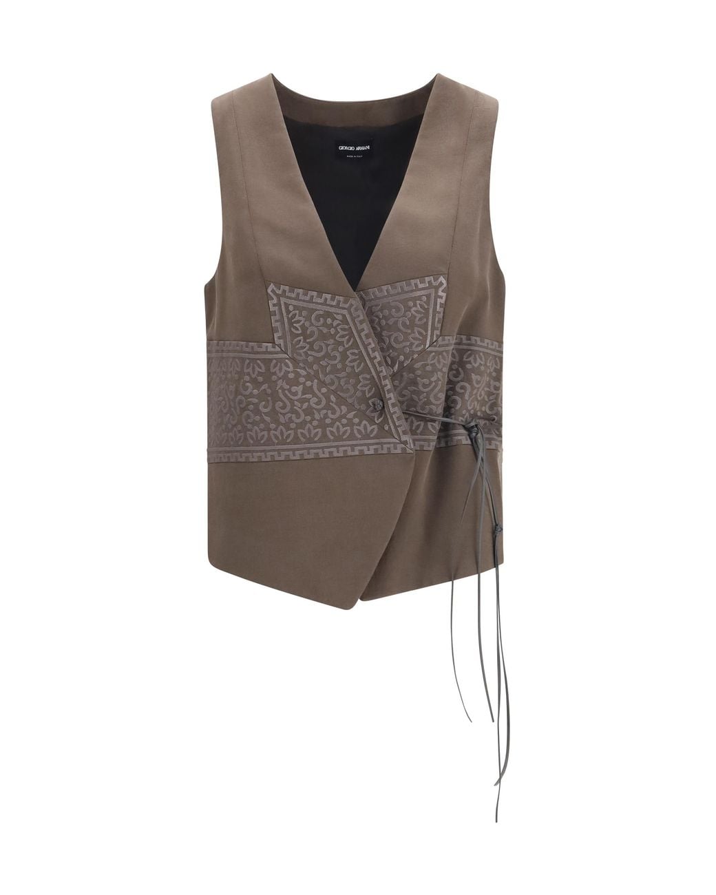 Giorgio Armani Gray Vest Washed Silk And Virgin Wool Coat